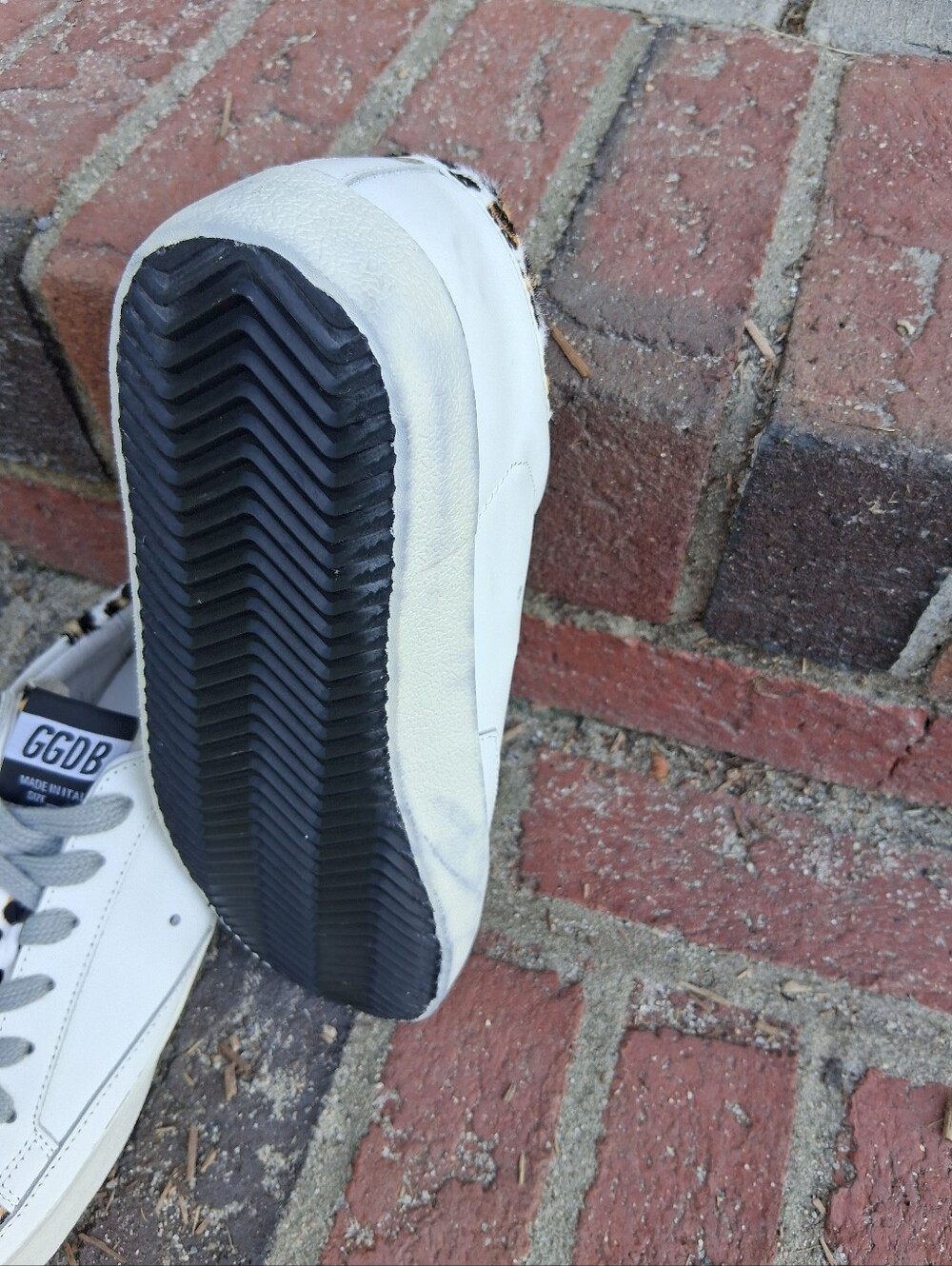 Golden Goose White Sneakers with Leopard Print and Black Star - Picture 7 of 11